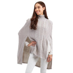 Load image into Gallery viewer, Grey Cable Knit Turtleneck Poncho
